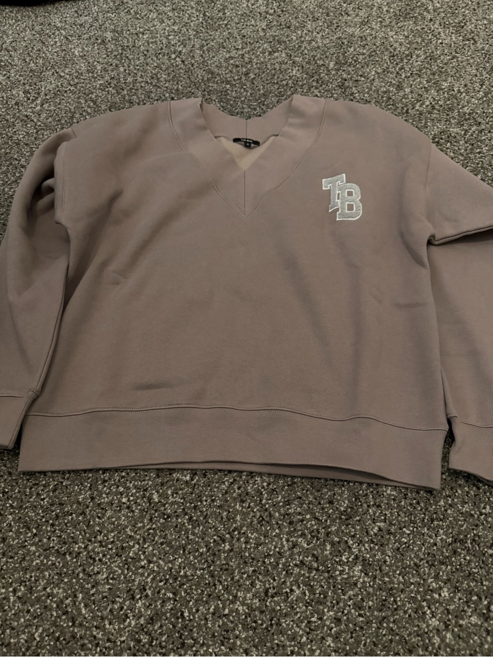 The Bar Taupe TB V-Neck Sweatshirt